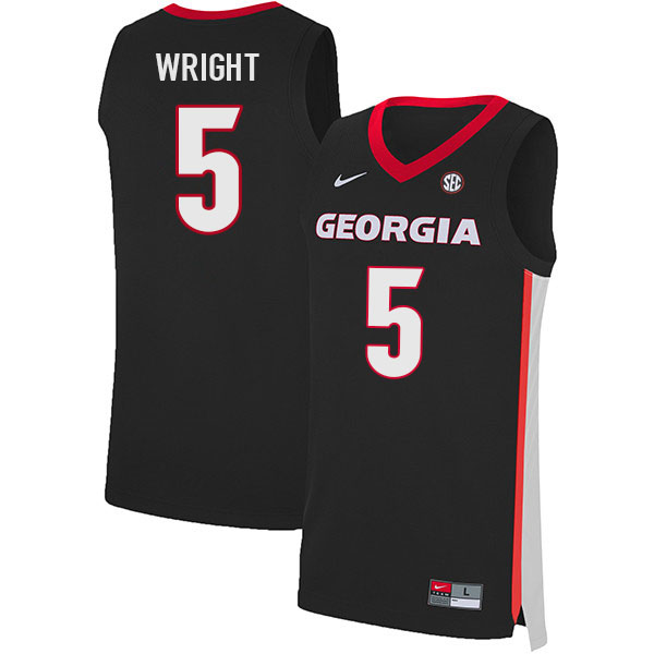 Men #5 Christian Wright Georgia Bulldogs College Basketball Jerseys Sale-Black - Click Image to Close